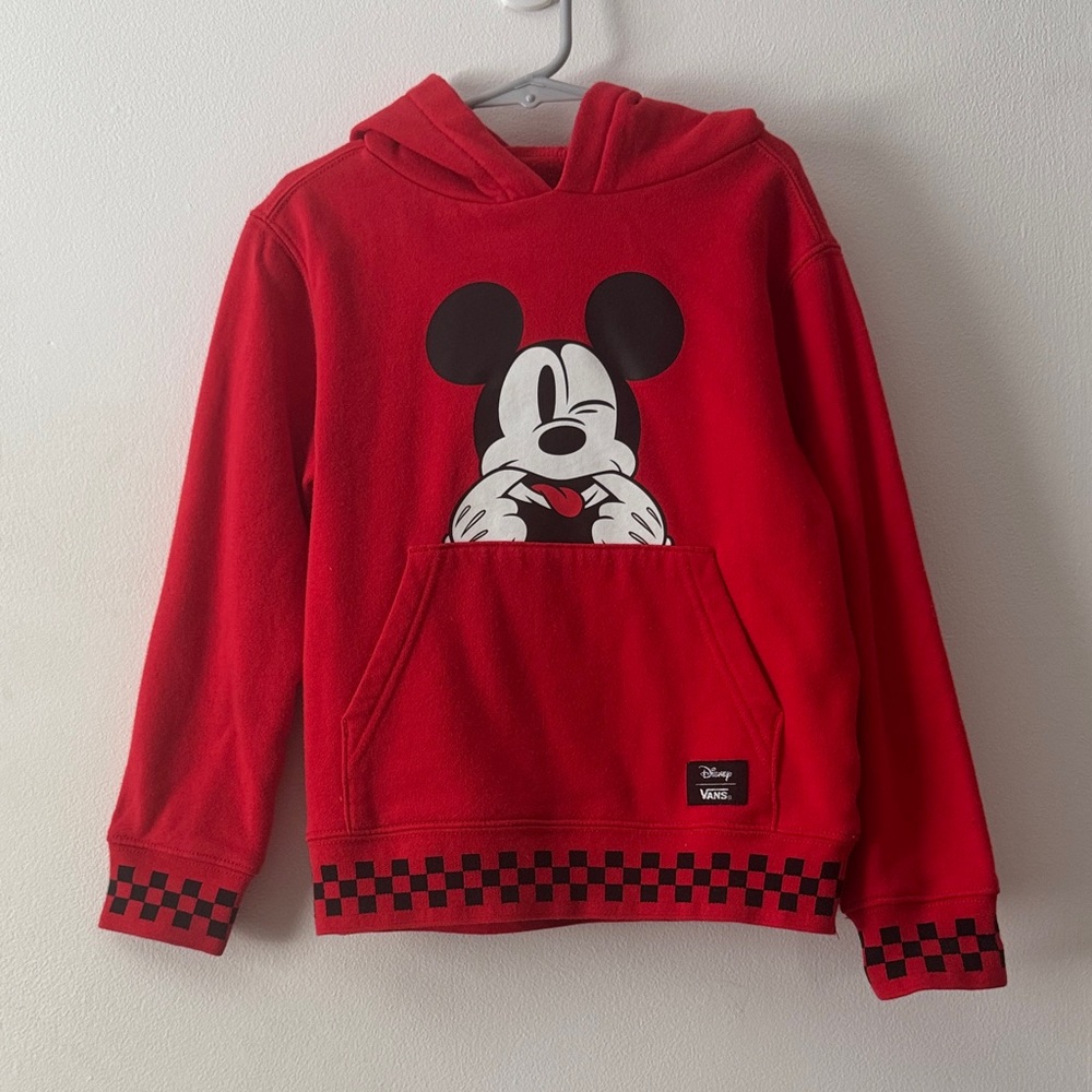 Vans Red Hoodie with Mickey Mouse Graphic